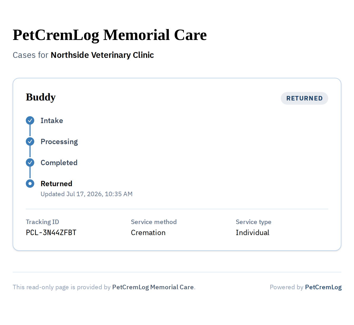 Partner clinic status link