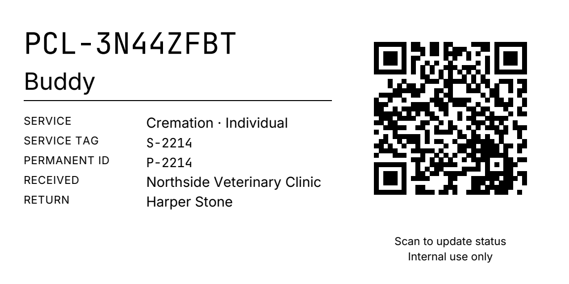 Tracking label PDF